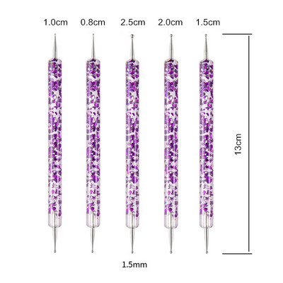 5 kom Nail Art Dotting Tools Olovka Akril Dvostruki krajevi UV Gel Builder Slikarstvo Crtanje Rezbarenje Liner Polish Kist Branje perli