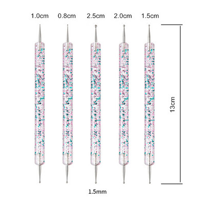 5 kom Nail Art Dotting Tools Olovka Akril Dvostruki krajevi UV Gel Builder Slikarstvo Crtanje Rezbarenje Liner Polish Kist Branje perli