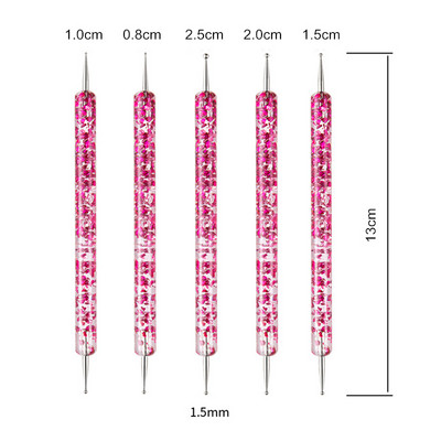 5 kom Nail Art Dotting Tools Olovka Akril Dvostruki krajevi UV Gel Builder Slikarstvo Crtanje Rezbarenje Liner Polish Kist Branje perli