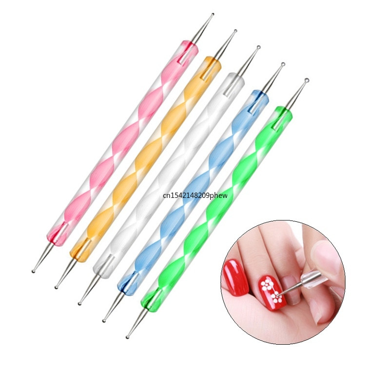 5 kom Nail Art Dotting Tools Olovka Akril Dvostruki krajevi UV Gel Builder Slikarstvo Crtanje Rezbarenje Liner Polish Kist Branje perli