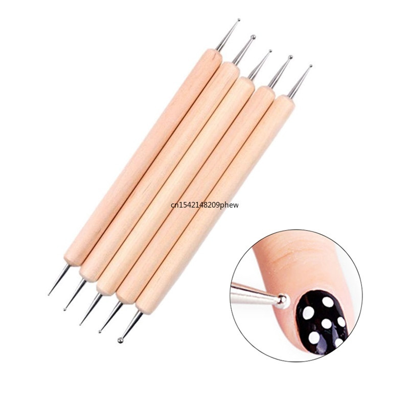 5 kom Nail Art Dotting Tools Olovka Akril Dvostruki krajevi UV Gel Builder Slikarstvo Crtanje Rezbarenje Liner Polish Kist Branje perli