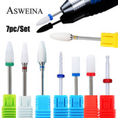 7 vnt Keraminių nagų grąžtų rinkinys Deimantiniai frezavimo pjaustytuvai manikiūrui Liepsnos grąžtai Gelinis lakas Pašalinti dildės Nagų priedai