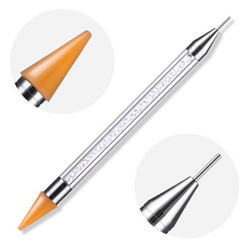14,5 мм двустранна восъчна писалка за нокти ss-Rhinestones Picker Random Color Diamond Filler Handle Nailart Sticky Wax Pen Tools TB16