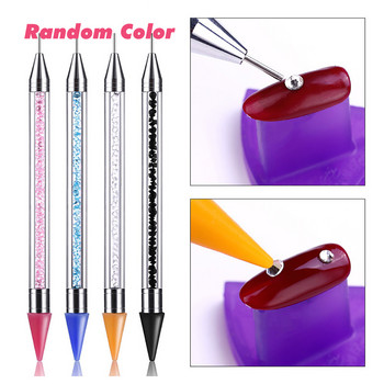14,5 мм двустранна восъчна писалка за нокти ss-Rhinestones Picker Random Color Diamond Filler Handle Nailart Sticky Wax Pen Tools TB16