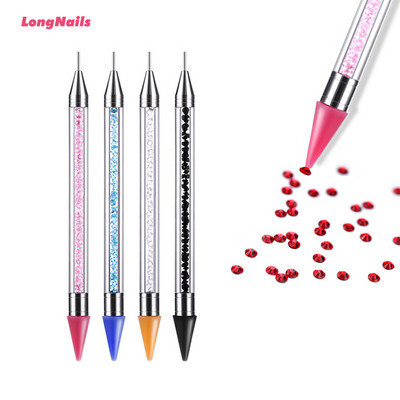 14,5 mm Dvostrana voštana olovka za crtanje noktiju ss-Rhinestones Picker Random Color Diamond Filler Drška Nailart Sticky Wax Pen Tools TB16