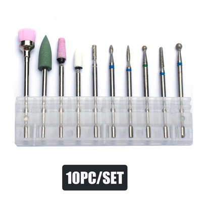 10 kom dijamantnih glodala Kompleti svrdla za nokte Rotacijska svrdla za manikuru za električni stroj Alati za skidanje gel laka