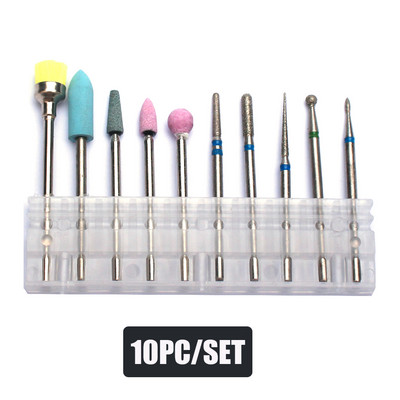 10 kom dijamantnih glodala Kompleti svrdla za nokte Rotacijska svrdla za manikuru za električni stroj Alati za skidanje gel laka