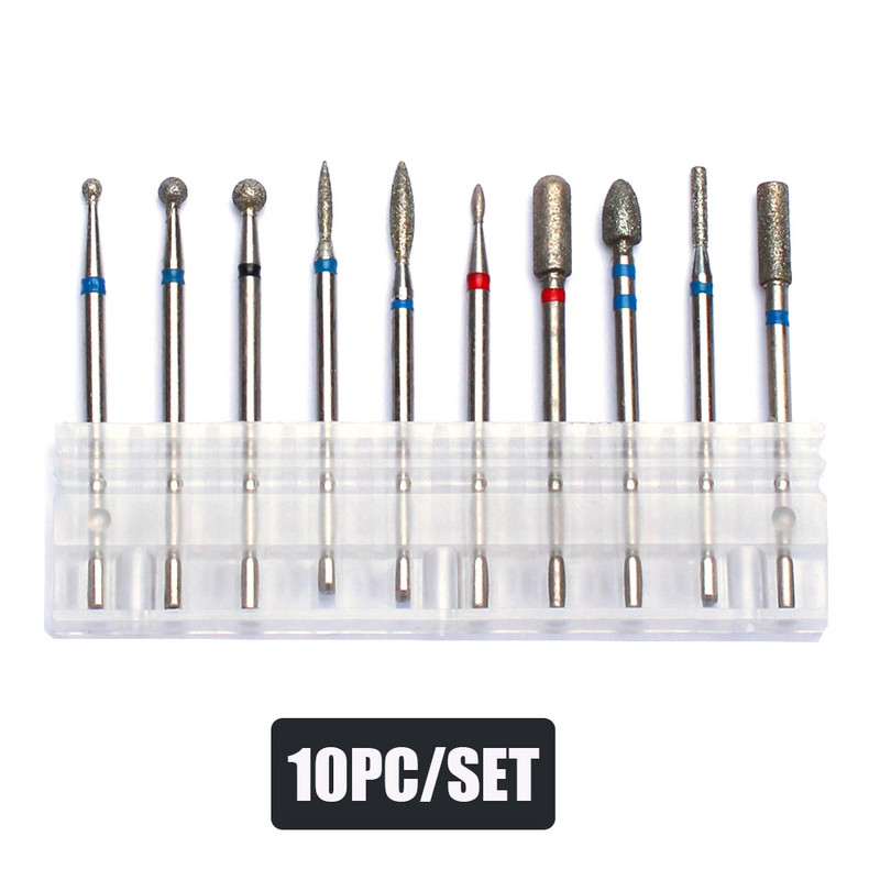 10 kom dijamantnih glodala Kompleti svrdla za nokte Rotacijska svrdla za manikuru za električni stroj Alati za skidanje gel laka