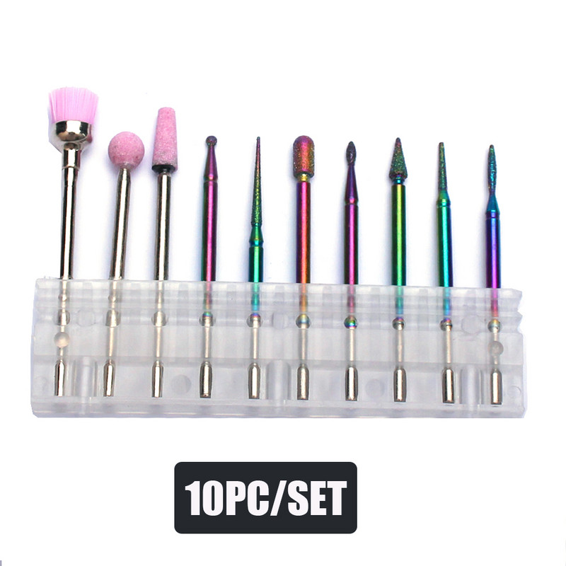 10 kom dijamantnih glodala Kompleti svrdla za nokte Rotacijska svrdla za manikuru za električni stroj Alati za skidanje gel laka