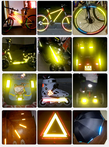 100cmx5cm автомобил мотоциклет светлоотразителна предупредителна лента стикер предупредителна светлина защитно фолио стикери ленти за велосипед нощна безопасност