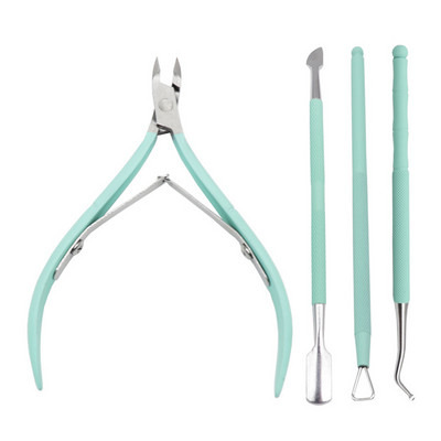 4 τεμάχια κουρευτικής επιδερμίδας εκφόρτωση πένσας σετ ώθησης από ανοξείδωτο ατσάλι Εργαλείο απόξεσης απολέπισης επιδερμίδας Fader Ψαλιδάκι νυχιών