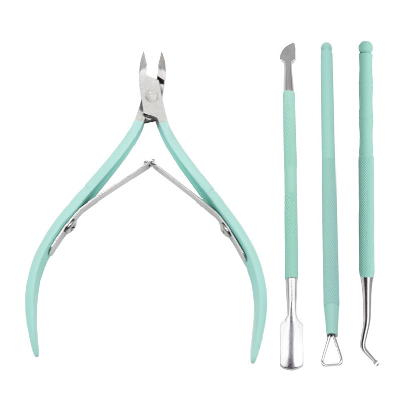 4 τεμάχια κουρευτικής επιδερμίδας εκφόρτωση πένσας σετ ώθησης από ανοξείδωτο ατσάλι Εργαλείο απόξεσης απολέπισης επιδερμίδας Fader Ψαλιδάκι νυχιών