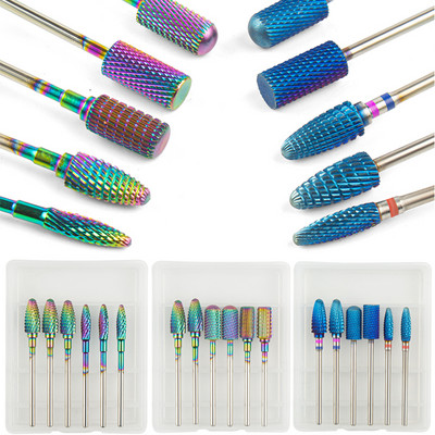 6 vnt volframo karbido frezavimo pjaustytuvas manikiūro rinkiniui nagų grąžtai akriliniams nagams 3/32 frezos gelinio lako pašalinimui