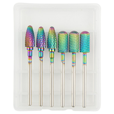 6 vnt volframo karbido frezavimo pjaustytuvas manikiūro rinkiniui nagų grąžtai akriliniams nagams 3/32 frezos gelinio lako pašalinimui