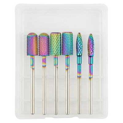 6 vnt volframo karbido frezavimo pjaustytuvas manikiūro rinkiniui nagų grąžtai akriliniams nagams 3/32 frezos gelinio lako pašalinimui