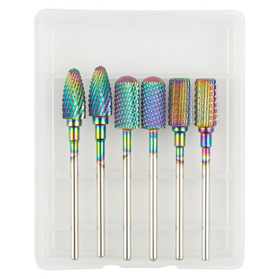 6 vnt volframo karbido frezavimo pjaustytuvas manikiūro rinkiniui nagų grąžtai akriliniams nagams 3/32 frezos gelinio lako pašalinimui