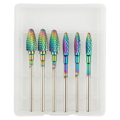 6 vnt volframo karbido frezavimo pjaustytuvas manikiūro rinkiniui nagų grąžtai akriliniams nagams 3/32 frezos gelinio lako pašalinimui