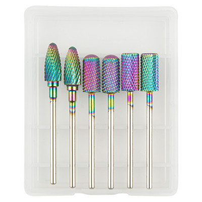 6 vnt volframo karbido frezavimo pjaustytuvas manikiūro rinkiniui nagų grąžtai akriliniams nagams 3/32 frezos gelinio lako pašalinimui