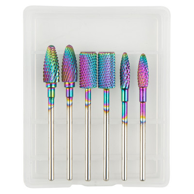 6 vnt volframo karbido frezavimo pjaustytuvas manikiūro rinkiniui nagų grąžtai akriliniams nagams 3/32 frezos gelinio lako pašalinimui