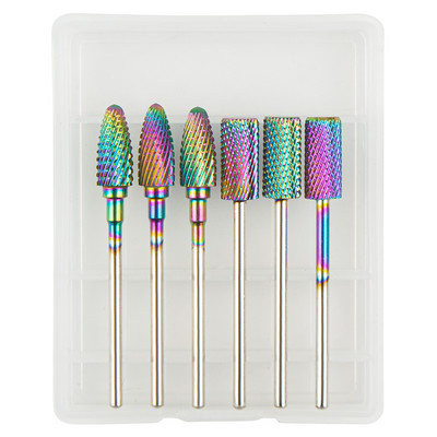 6 vnt volframo karbido frezavimo pjaustytuvas manikiūro rinkiniui nagų grąžtai akriliniams nagams 3/32 frezos gelinio lako pašalinimui