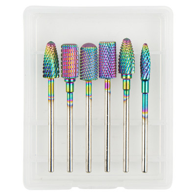 6 vnt volframo karbido frezavimo pjaustytuvas manikiūro rinkiniui nagų grąžtai akriliniams nagams 3/32 frezos gelinio lako pašalinimui