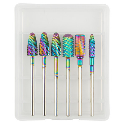 6 vnt volframo karbido frezavimo pjaustytuvas manikiūro rinkiniui nagų grąžtai akriliniams nagams 3/32 frezos gelinio lako pašalinimui