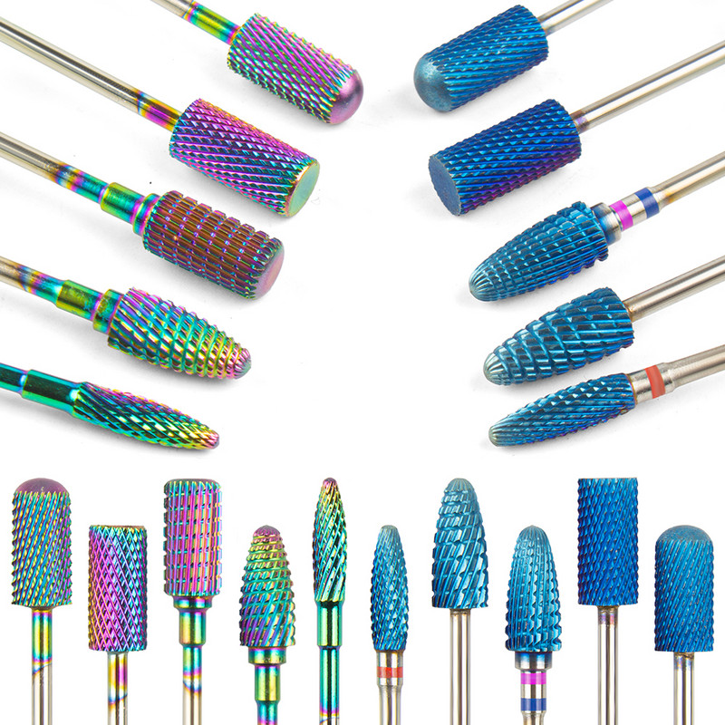 6 vnt volframo karbido frezavimo pjaustytuvas manikiūro rinkiniui nagų grąžtai akriliniams nagams 3/32 frezos gelinio lako pašalinimui