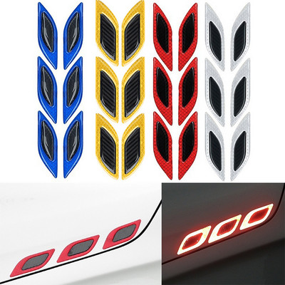 Benzi reflectorizante pentru stilul mașinii 3D Autocolant reflector din fibră de carbon pentru camion Bandă de avertizare pentru siguranță auto Accesorii pentru exteriorul mașinii 6 buc