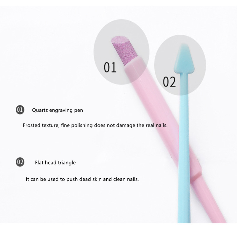 1PC Kvarcni alat za uklanjanje zanoktica s noktiju s dvostrukom glavom, olovka za poliranje, potiskivač mrtve kože, skidač laka za nokte Štapić za manikuru Alat za turpije za nokte