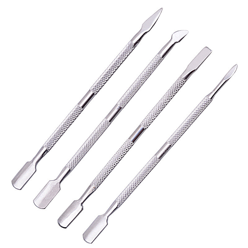4 db/Szett acél Kétvégű Cuticle Pusher Dead Skin Remover Manikűr tisztító Care nail art tool All for manikűr készlet