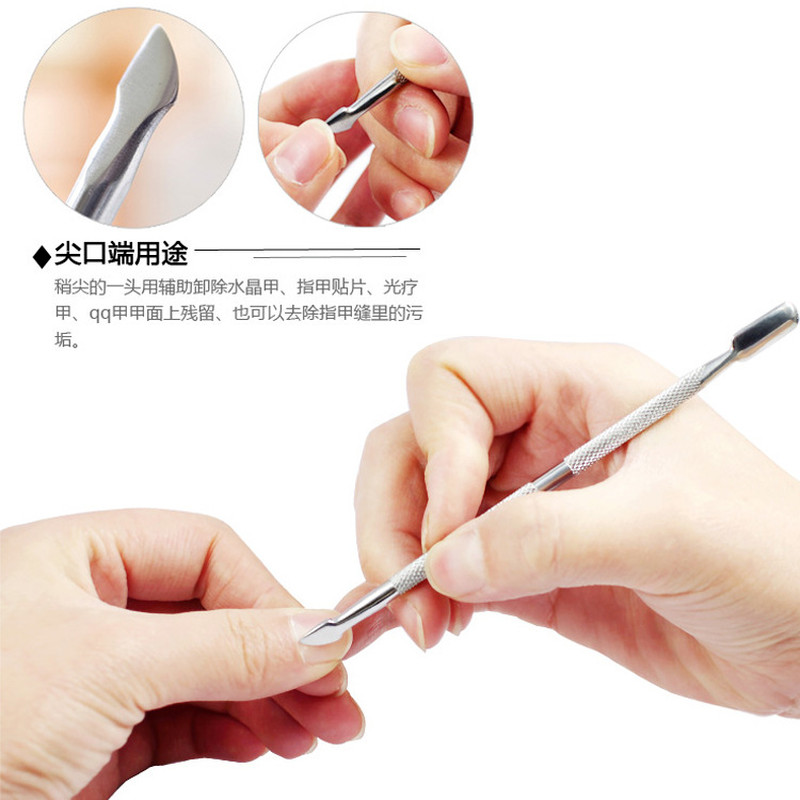 4 db/Szett acél Kétvégű Cuticle Pusher Dead Skin Remover Manikűr tisztító Care nail art tool All for manikűr készlet