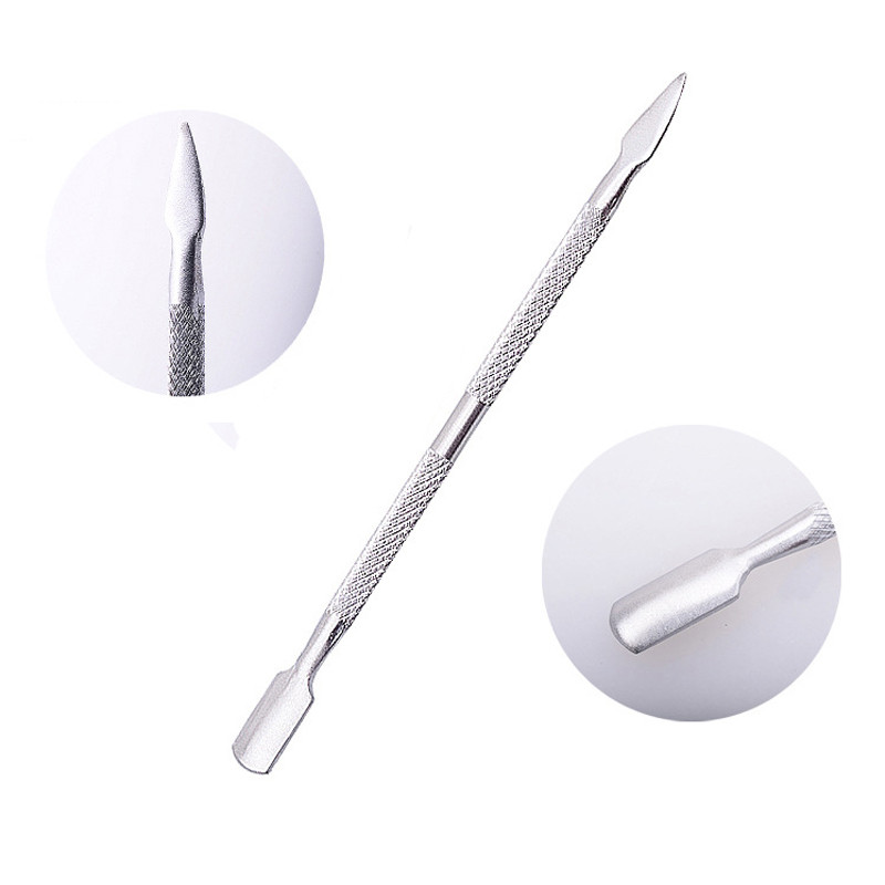 4 db/Szett acél Kétvégű Cuticle Pusher Dead Skin Remover Manikűr tisztító Care nail art tool All for manikűr készlet