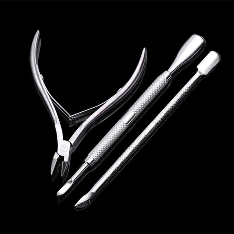 1 szett köröm kutikula fogó trimmerekkel Pusher manikűr lehúzóval és 5 db Dead Skin Fork trimmer peeling kés kutikulával