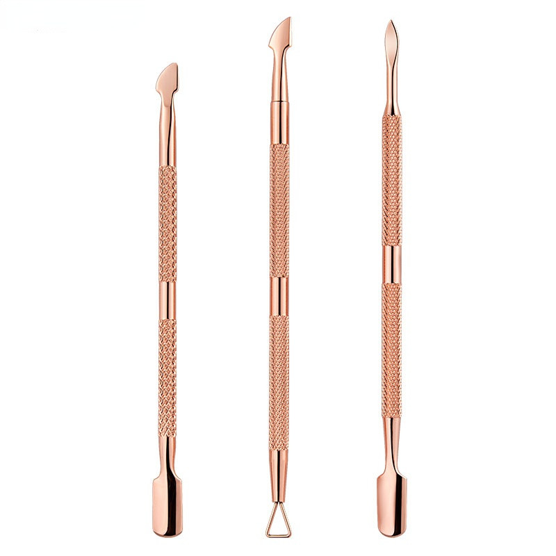 3 Stílusú, rozsdamentes acél köröm kutikula nyomócsipesz Nail Art Files gél lakk eltávolítása manikűr ápoló barázda tisztítása eszközök