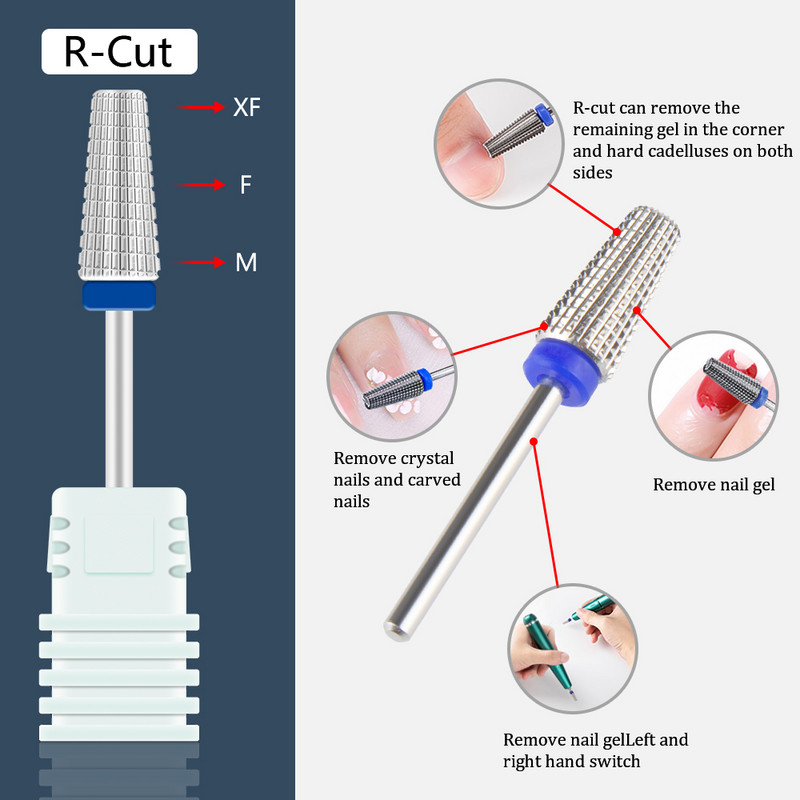 5 U 1 Dvosmjerna konusna svrdla za nokte od tvrdog metala Pribor za svrdla od tvrdog metala Glodalo za stroj za manikuru Uklanjanje gela