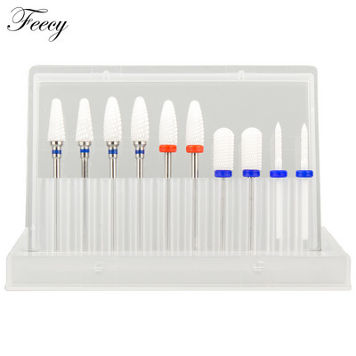 10 τμχ φρέζα για μανικιούρ Σετ τρυπάνια νυχιών από κεραμικό καρβίδιο για αφαίρεση βερνικιού τζελ Τρυπάνι μηχανής μανικιούρ πεντικιούρ