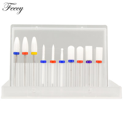 10 τμχ φρέζα για μανικιούρ Σετ τρυπάνια νυχιών από κεραμικό καρβίδιο για αφαίρεση βερνικιού τζελ Τρυπάνι μηχανής μανικιούρ πεντικιούρ