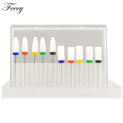 10 τμχ φρέζα για μανικιούρ Σετ τρυπάνια νυχιών από κεραμικό καρβίδιο για αφαίρεση βερνικιού τζελ Τρυπάνι μηχανής μανικιούρ πεντικιούρ