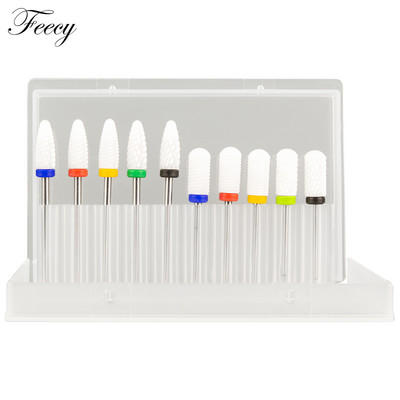 10 τμχ φρέζα για μανικιούρ Σετ τρυπάνια νυχιών από κεραμικό καρβίδιο για αφαίρεση βερνικιού τζελ Τρυπάνι μηχανής μανικιούρ πεντικιούρ