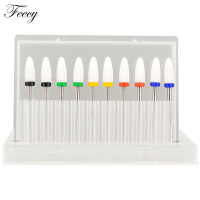 10 τμχ φρέζα για μανικιούρ Σετ τρυπάνια νυχιών από κεραμικό καρβίδιο για αφαίρεση βερνικιού τζελ Τρυπάνι μηχανής μανικιούρ πεντικιούρ