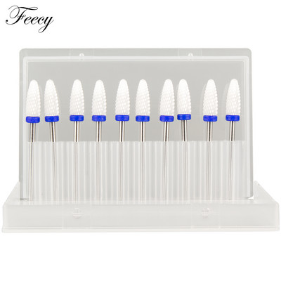 10 τμχ φρέζα για μανικιούρ Σετ τρυπάνια νυχιών από κεραμικό καρβίδιο για αφαίρεση βερνικιού τζελ Τρυπάνι μηχανής μανικιούρ πεντικιούρ