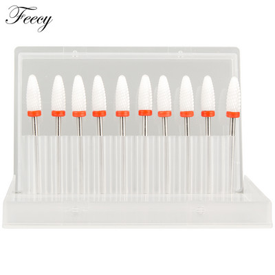 10 τμχ φρέζα για μανικιούρ Σετ τρυπάνια νυχιών από κεραμικό καρβίδιο για αφαίρεση βερνικιού τζελ Τρυπάνι μηχανής μανικιούρ πεντικιούρ