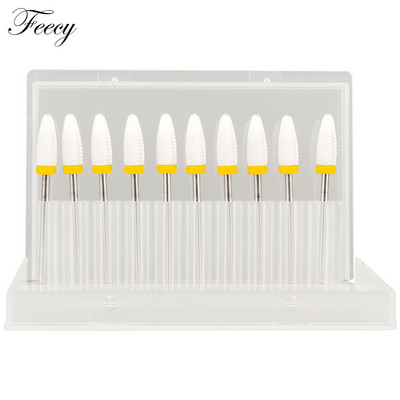 10 τμχ φρέζα για μανικιούρ Σετ τρυπάνια νυχιών από κεραμικό καρβίδιο για αφαίρεση βερνικιού τζελ Τρυπάνι μηχανής μανικιούρ πεντικιούρ