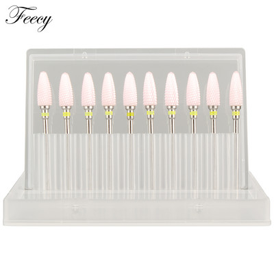 10 τμχ φρέζα για μανικιούρ Σετ τρυπάνια νυχιών από κεραμικό καρβίδιο για αφαίρεση βερνικιού τζελ Τρυπάνι μηχανής μανικιούρ πεντικιούρ