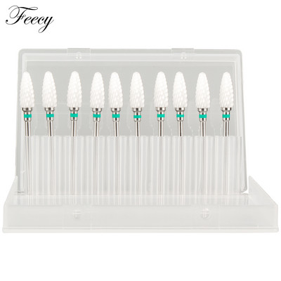 10 τμχ φρέζα για μανικιούρ Σετ τρυπάνια νυχιών από κεραμικό καρβίδιο για αφαίρεση βερνικιού τζελ Τρυπάνι μηχανής μανικιούρ πεντικιούρ