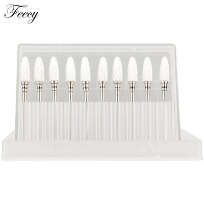 10 τμχ φρέζα για μανικιούρ Σετ τρυπάνια νυχιών από κεραμικό καρβίδιο για αφαίρεση βερνικιού τζελ Τρυπάνι μηχανής μανικιούρ πεντικιούρ