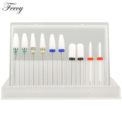 10 τμχ φρέζα για μανικιούρ Σετ τρυπάνια νυχιών από κεραμικό καρβίδιο για αφαίρεση βερνικιού τζελ Τρυπάνι μηχανής μανικιούρ πεντικιούρ