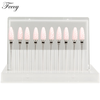 10 τμχ φρέζα για μανικιούρ Σετ τρυπάνια νυχιών από κεραμικό καρβίδιο για αφαίρεση βερνικιού τζελ Τρυπάνι μηχανής μανικιούρ πεντικιούρ