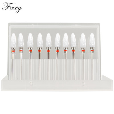 10 τμχ φρέζα για μανικιούρ Σετ τρυπάνια νυχιών από κεραμικό καρβίδιο για αφαίρεση βερνικιού τζελ Τρυπάνι μηχανής μανικιούρ πεντικιούρ