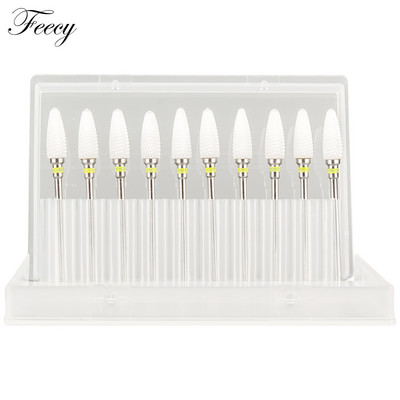 10 τμχ φρέζα για μανικιούρ Σετ τρυπάνια νυχιών από κεραμικό καρβίδιο για αφαίρεση βερνικιού τζελ Τρυπάνι μηχανής μανικιούρ πεντικιούρ